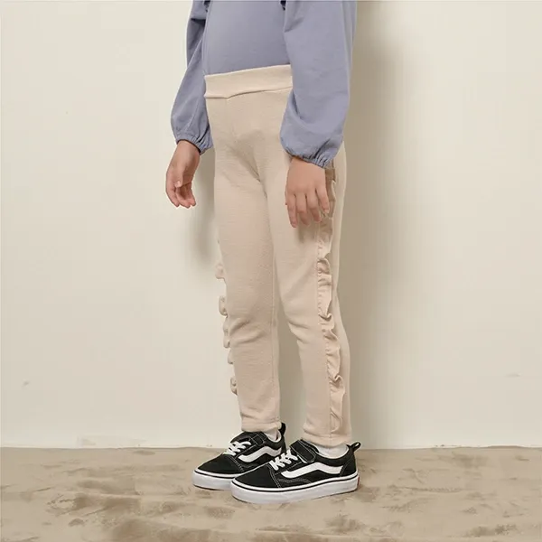 日本 Lycee mine - Anywhere系列 側面荷葉邊9分褲-水藍