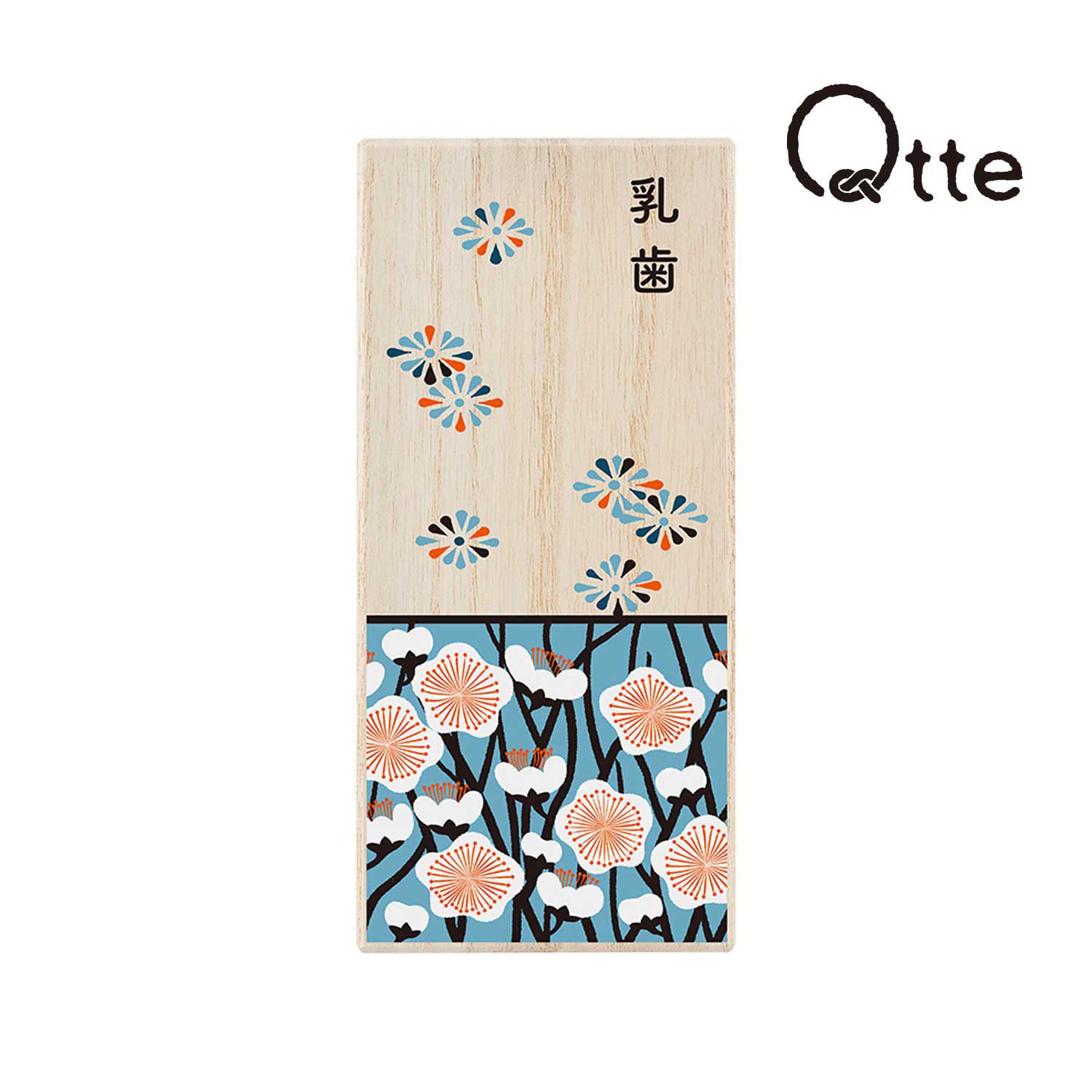 日本千趣會 - 日本製 好運圖騰桐木乳齒收納盒-菊&梅-藍