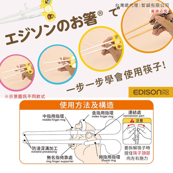 日本 EDISON mama - 米飛兔學習筷-左手 (適1.5歲起)