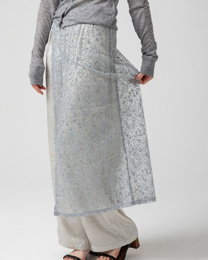 日本 gleam - [疊穿高手]閃亮光澤薄紗半片裙-黑