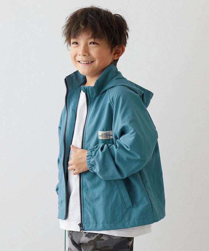 日本 devirock - 防潑水 網眼輕量風衣外套(帽可收)-卡其X黑