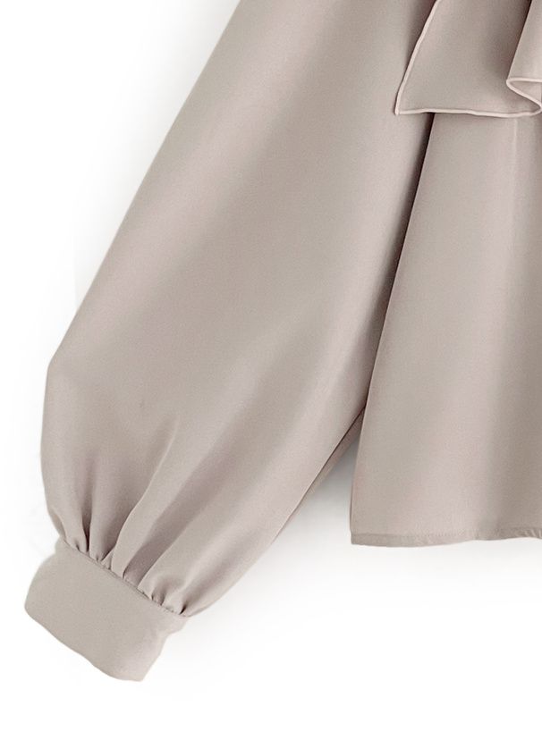 日本 GRL - 優雅層次翻領長袖襯衫-米白 (F)