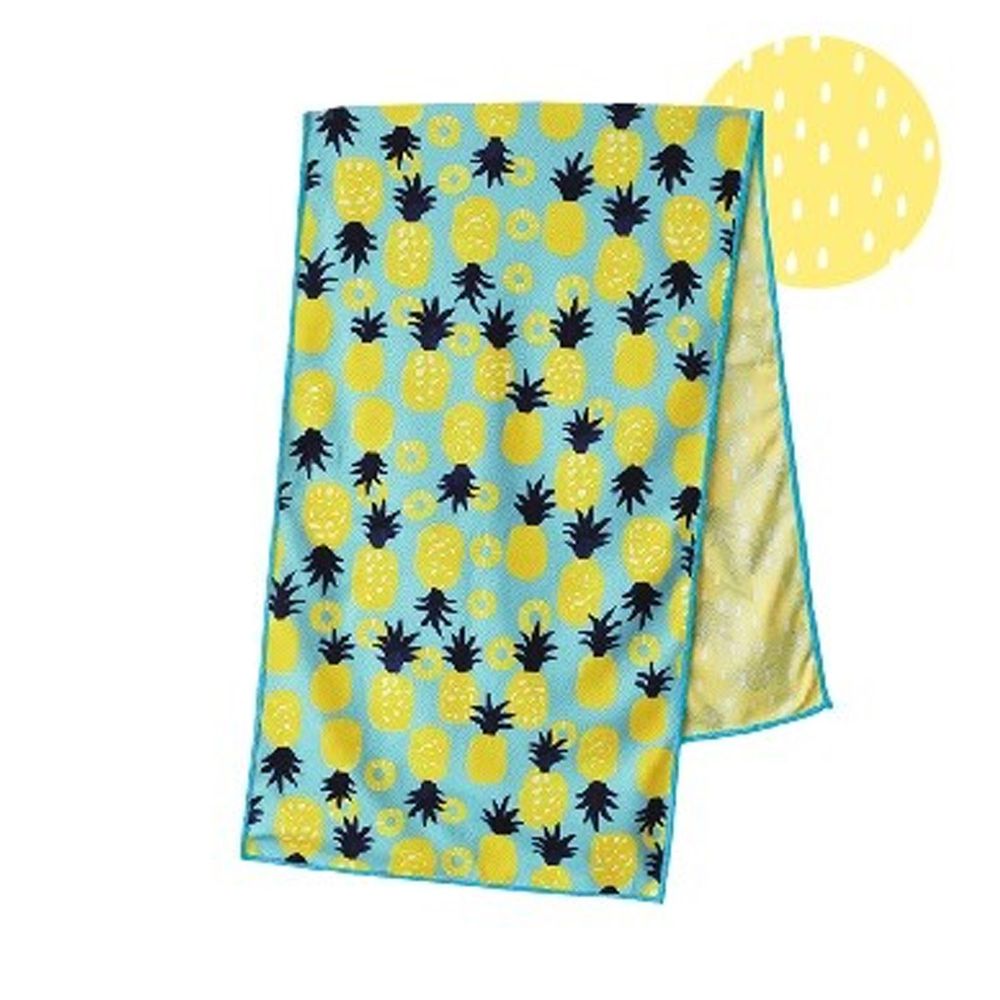 日本現代百貨 - 抗UV水涼感巾(附收納罐)-鳳梨-黃藍 (30x100cm)