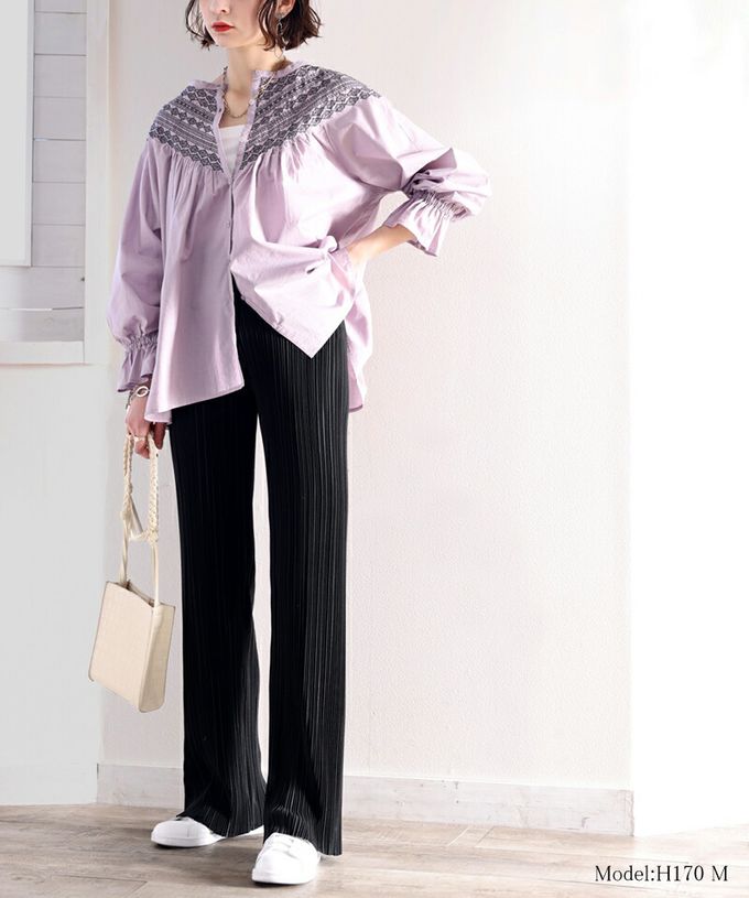 日本 Classical Elf - 光澤感細褶垂墜感長褲-酪梨綠