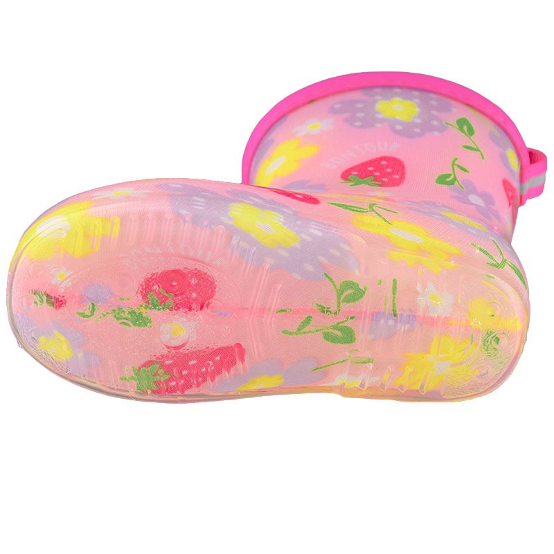 akachan honpo - 雨鞋-草莓花朵-粉紅色