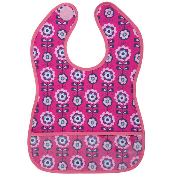 英國 JoJo Maman BeBe - 無袖圍兜-桃紅花 (單一尺寸)