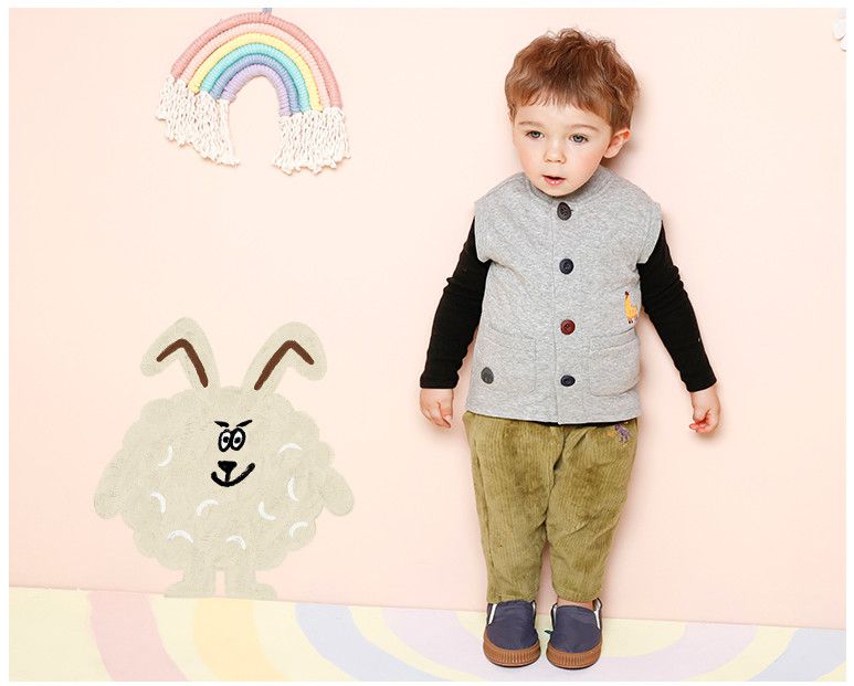 韓國 milk mile - 衍縫鋪棉鈕扣背心-駱馬-灰