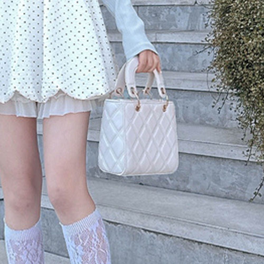 2way鏈條絎縫時尚小方包-白 (F)