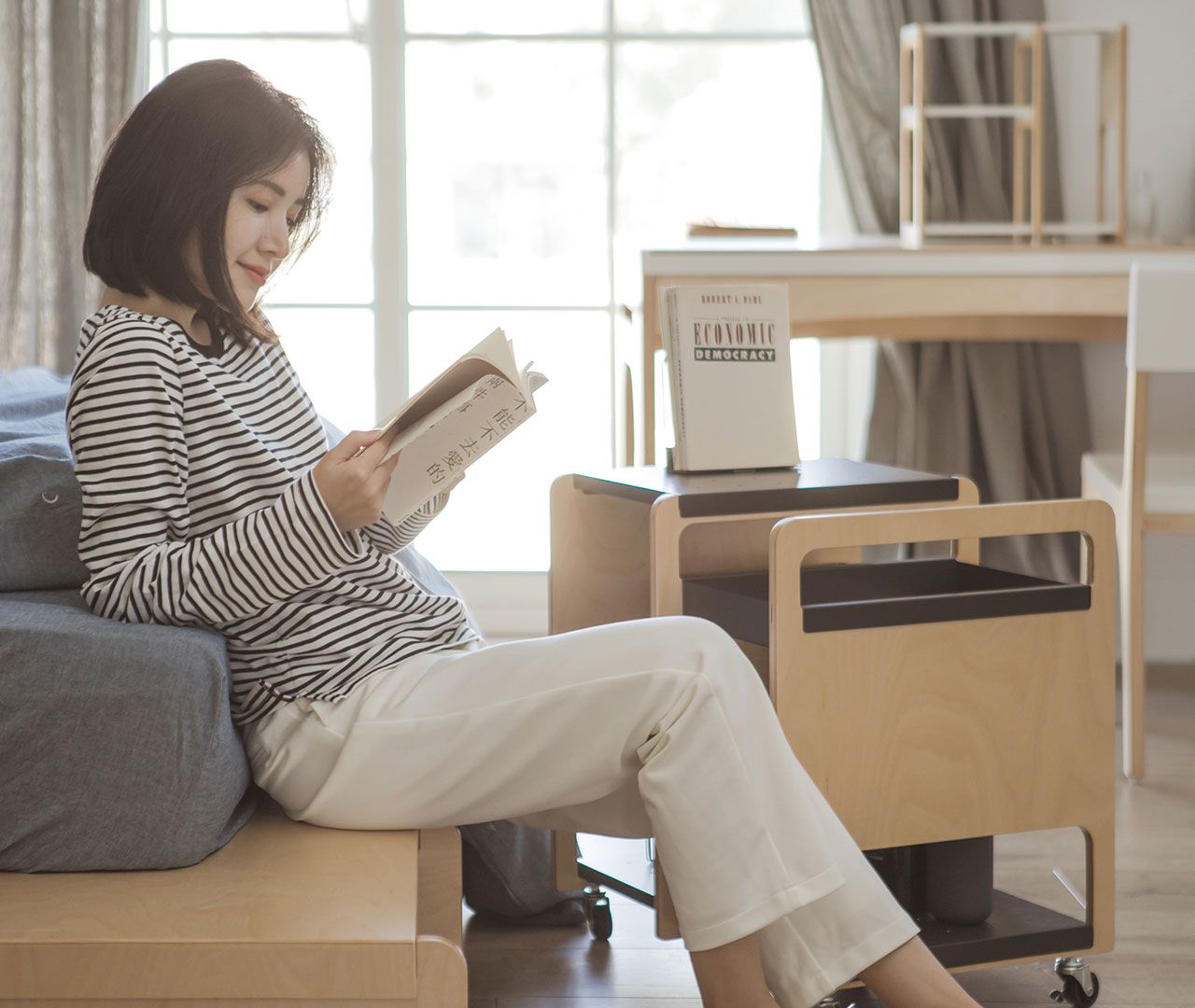 走走家具 - (7/20後出貨)走走移動邊架-清新白 (48.7 / 43 / 55 (cm))