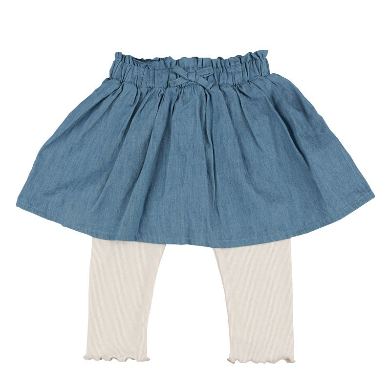 akachan honpo - 7分假兩件裙褲-深藍色