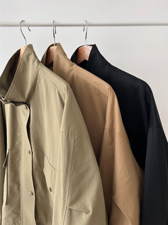 韓國女裝連線 - 秋季必備！短版風衣外套-軍綠 (FREE)