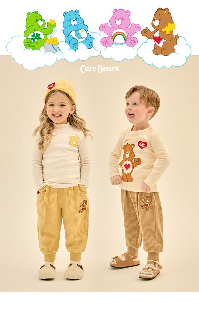 韓國 Care Bears - 鬆緊腰燈芯絨縮口長褲-黃