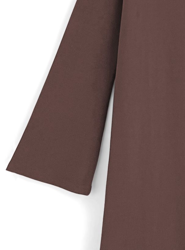 日本 GRL - 圓領素色百搭長袖洋裝-淺米杏