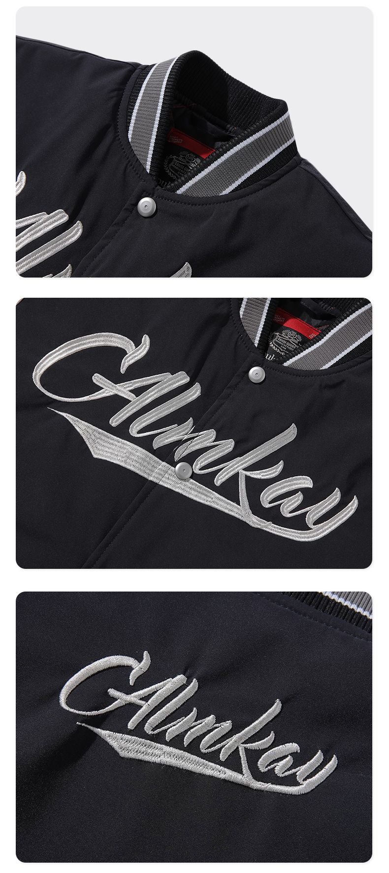 雙排扣加厚夾棉刺繡棒球外套-黃色