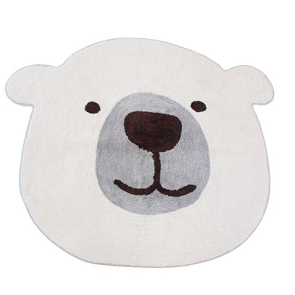 日本 TOMO - 可愛動物大頭地墊/腳踏墊-北極熊-白 (約88×100cm)
