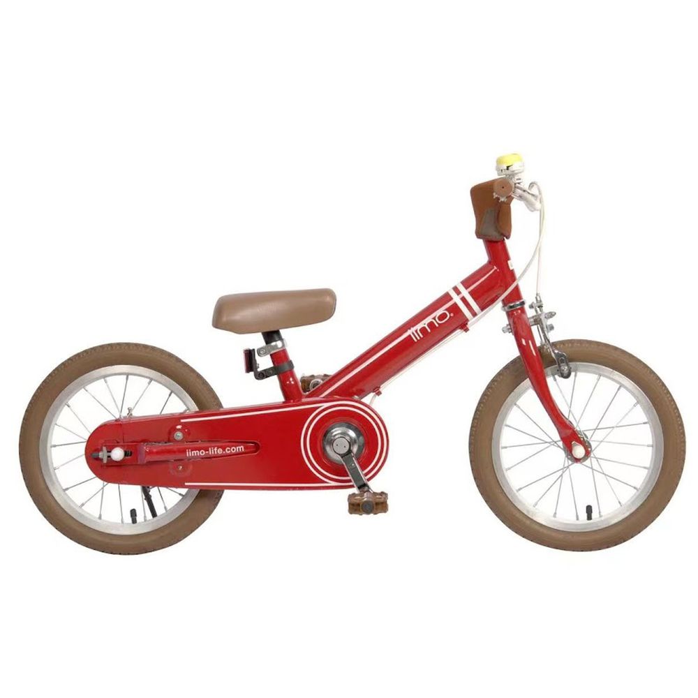 日本iimo - 二合一平衡滑步/腳踏車14吋-經典紅