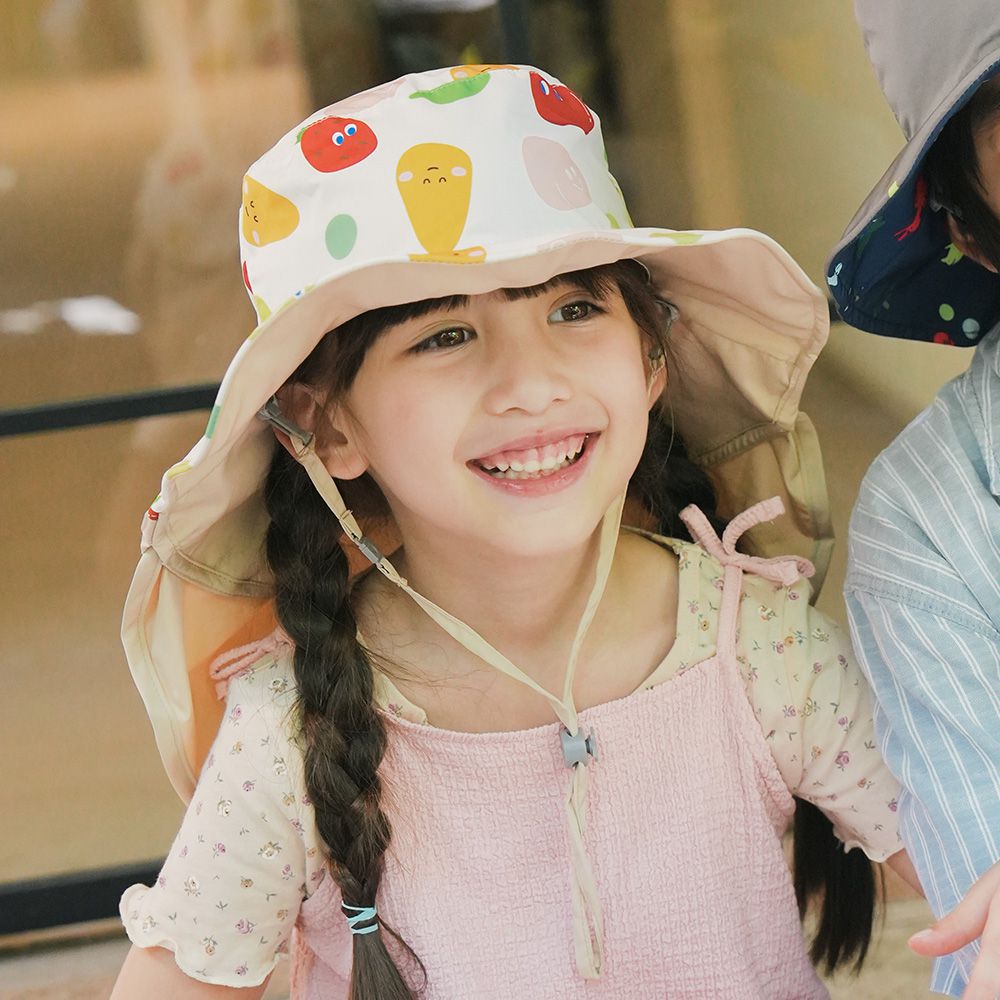 Brille Brille 頸部防護兒童防曬帽(可收放型)-夏日水果吧-禮盒包裝、頭圍46-56cm (3-10歲)