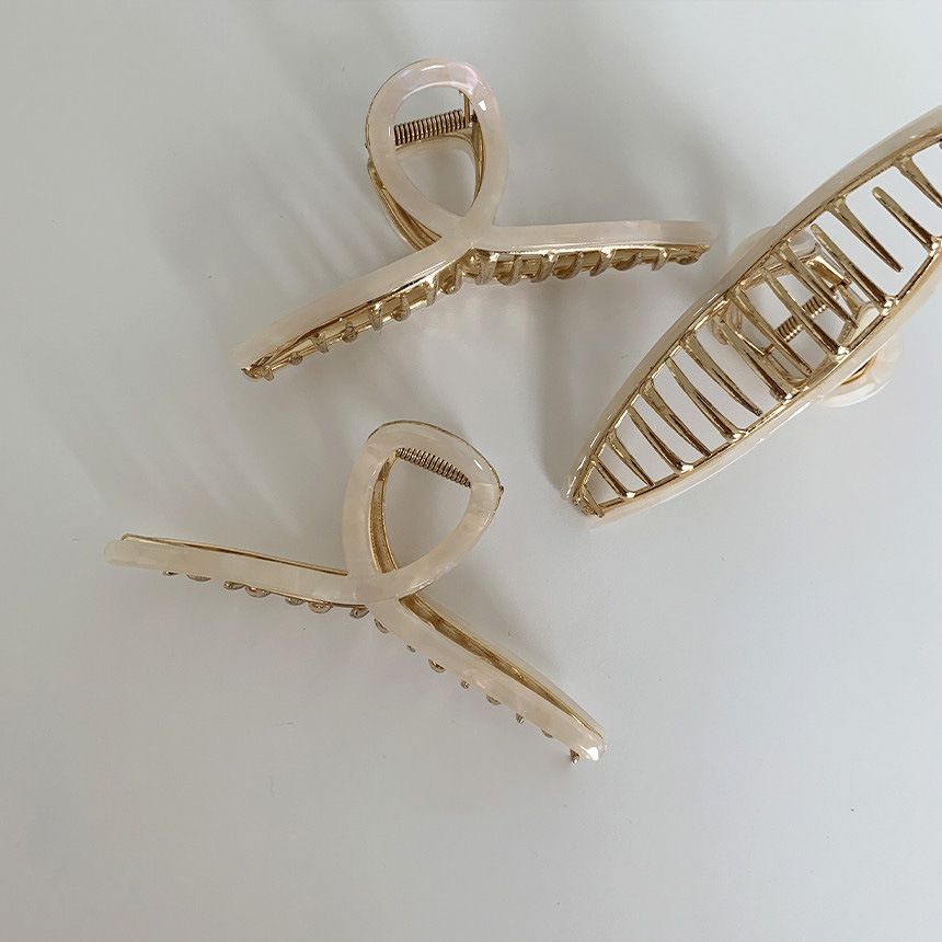 簡約花紋抓夾-水藍色 (大(約11.5cm))