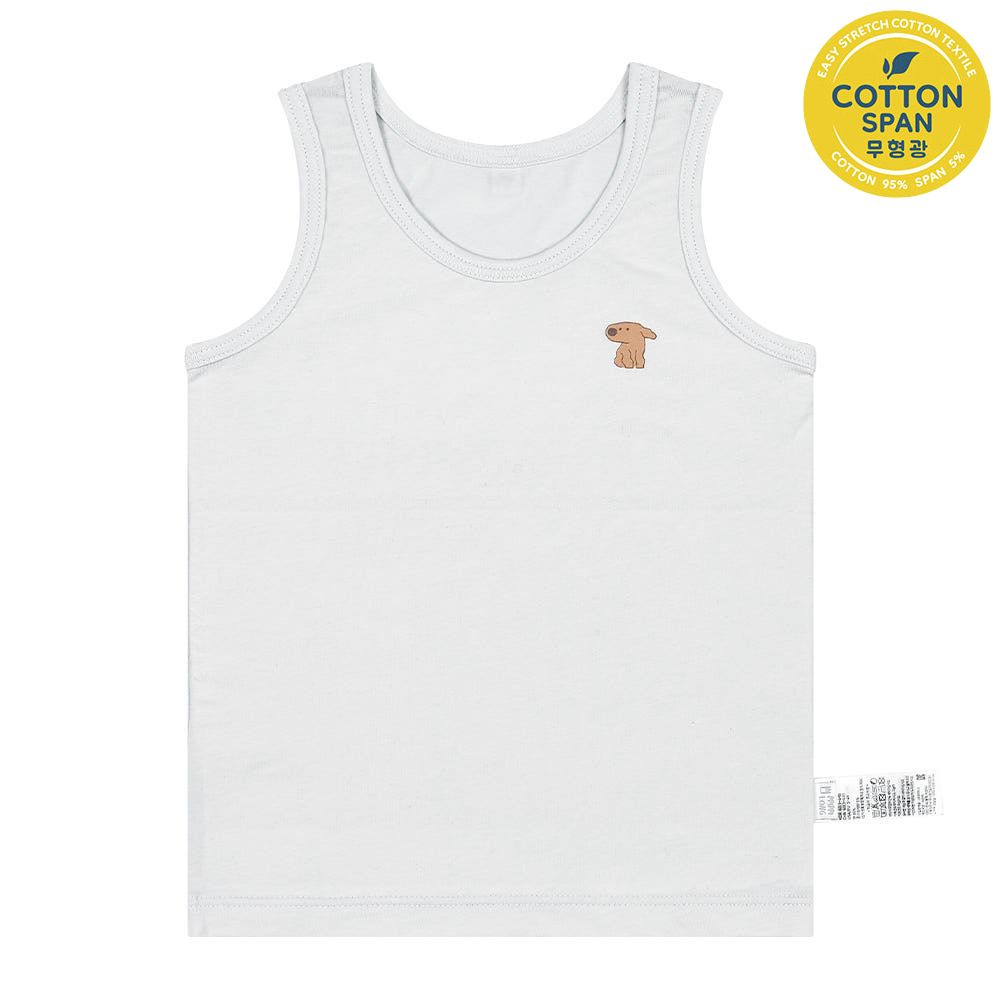 輕柔棉透氣背心內衣(男寶)-棕色小狗-淺灰