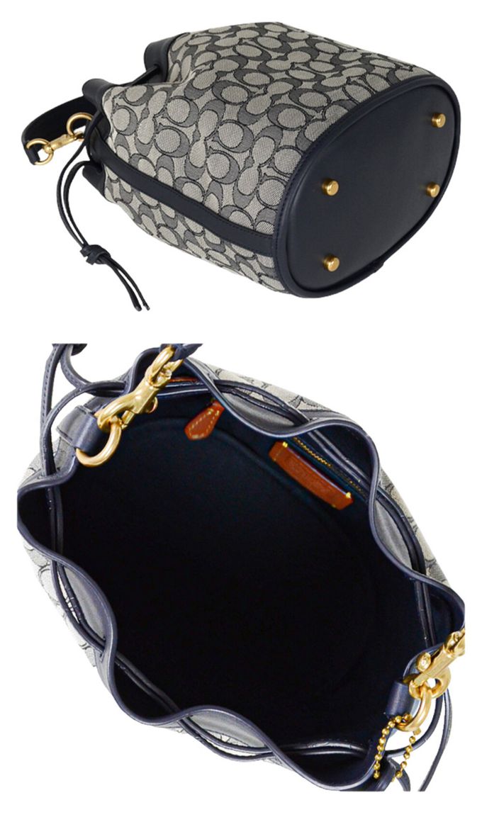 COACH - 滿版LOGO水桶斜背包-深藍