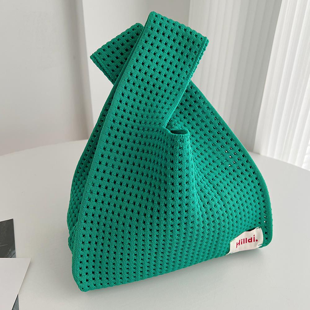 簍空休閒針織手拿包/手提包-綠色 (20x35cm)