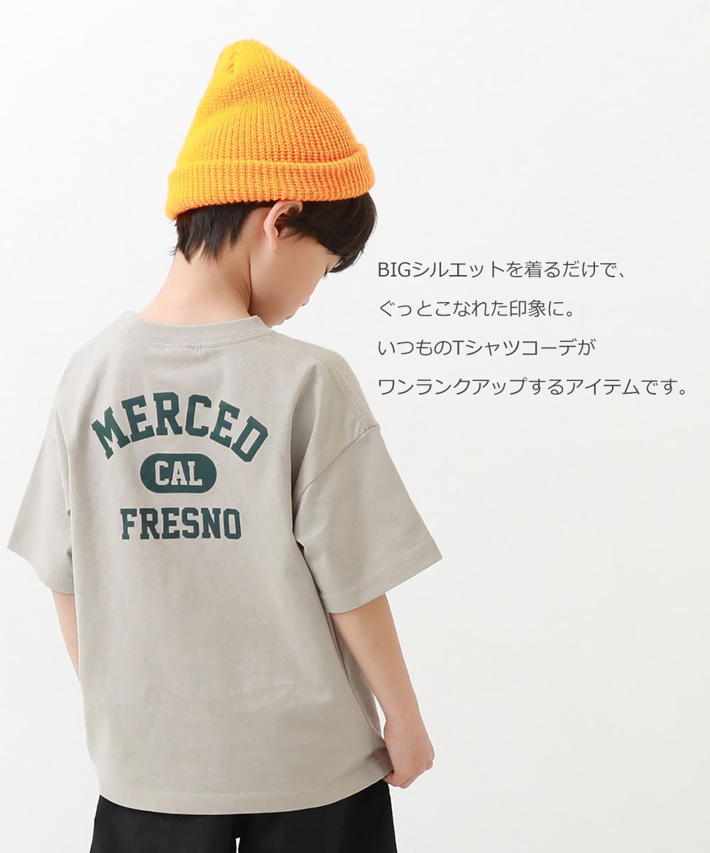 日本 devirock - 100%棉 落肩款百搭印花短袖上衣-法鬥-灰藍