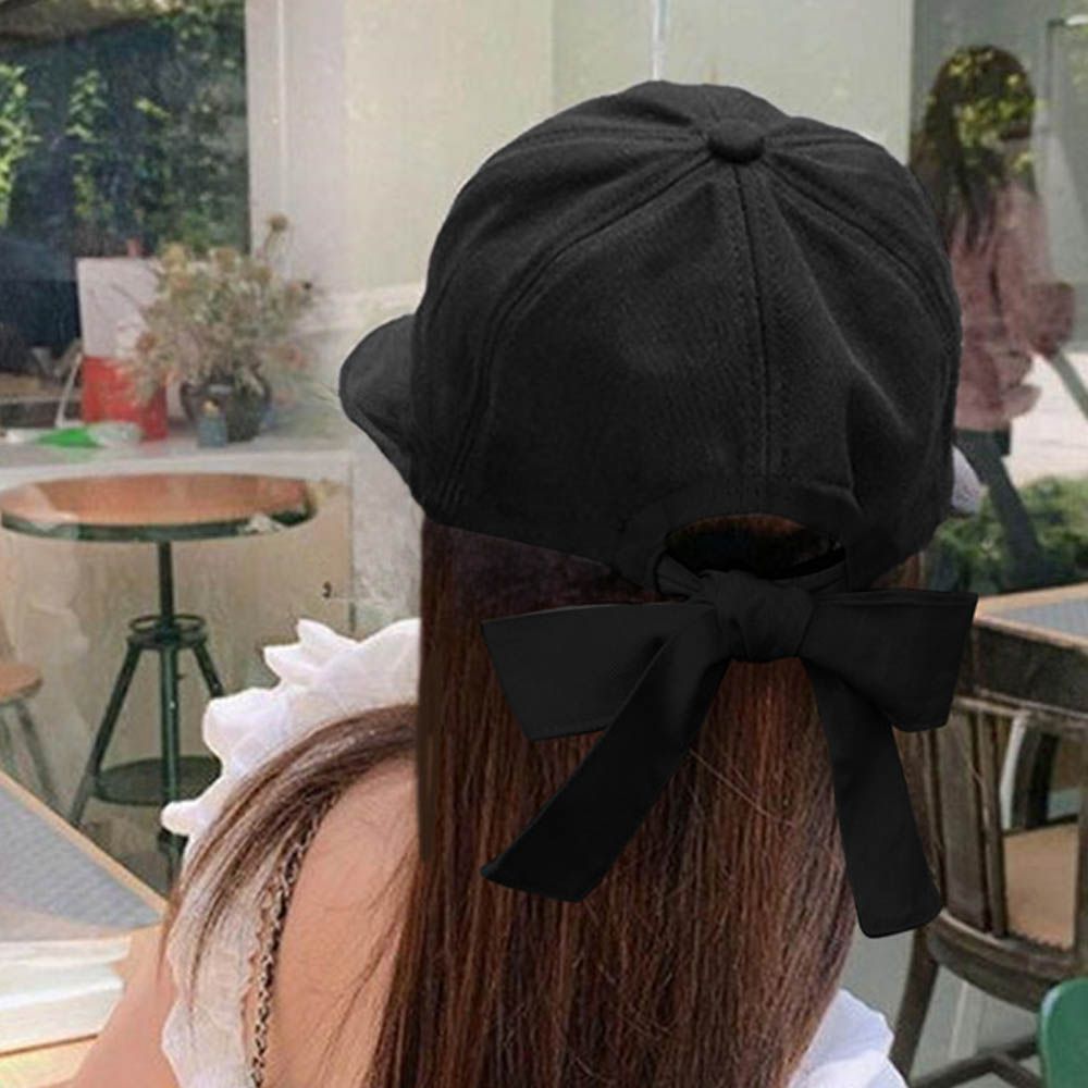 美式風刺繡亮麗綁帶棒球帽-黑 (F)