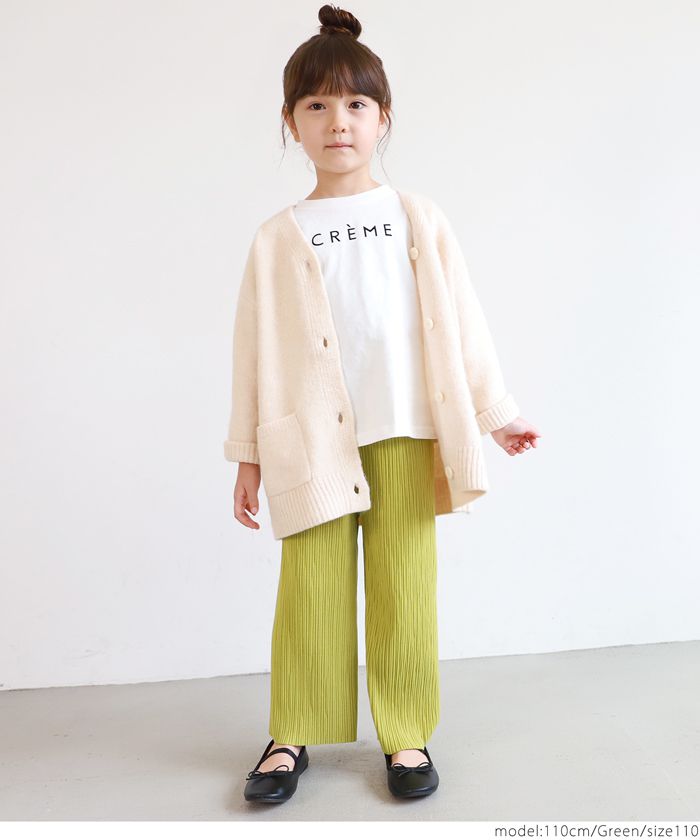 日本 COCA - [熱銷定番] 速乾垂墜彈性風琴寬褲-保暖小孩款-黃綠