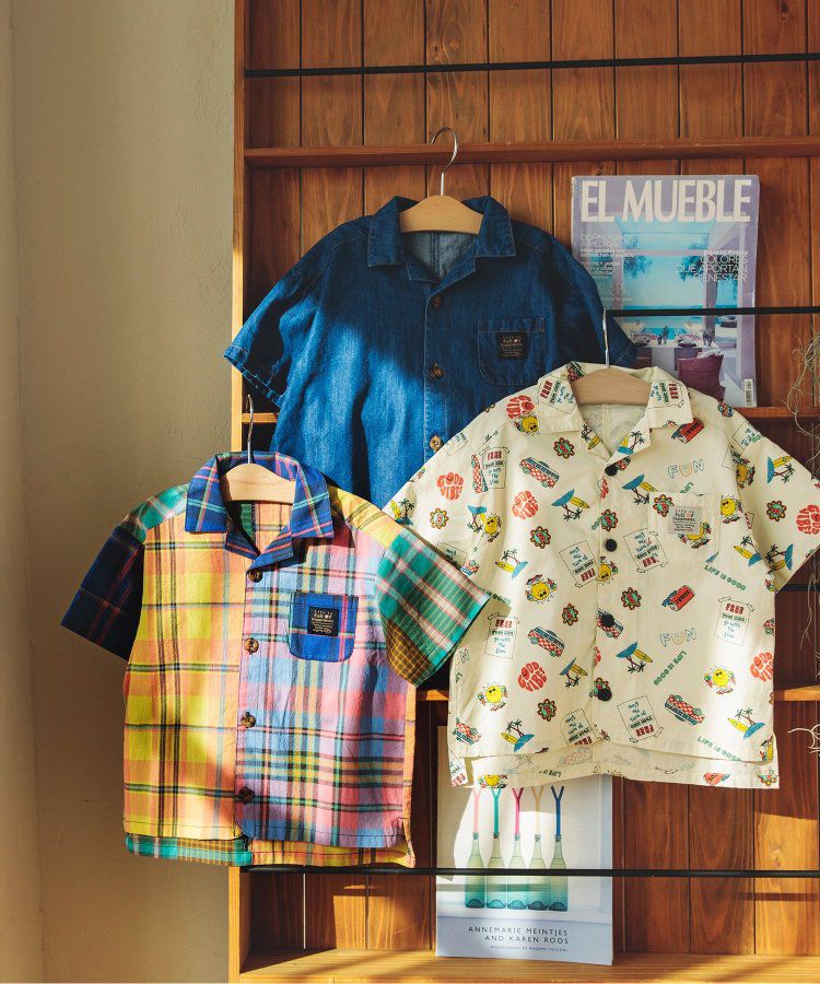 日本 BREEZE - 帥氣印花開襟短袖襯衫-丹寧藍