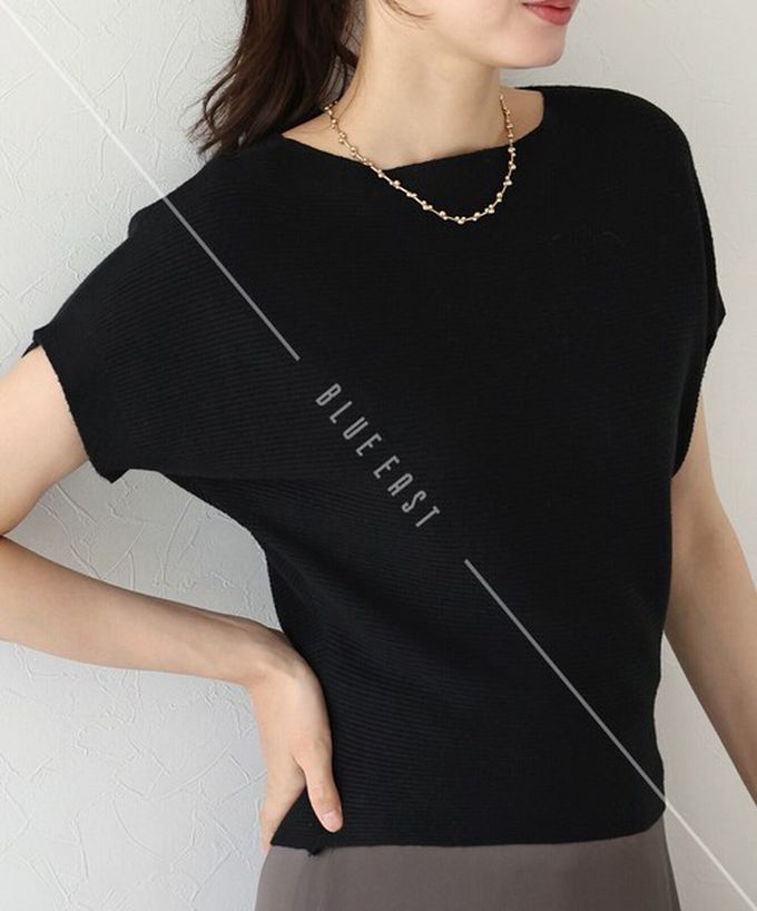 日本 BLUE EAST - 美型修身柔軟羅紋蝙蝠袖上衣-象牙