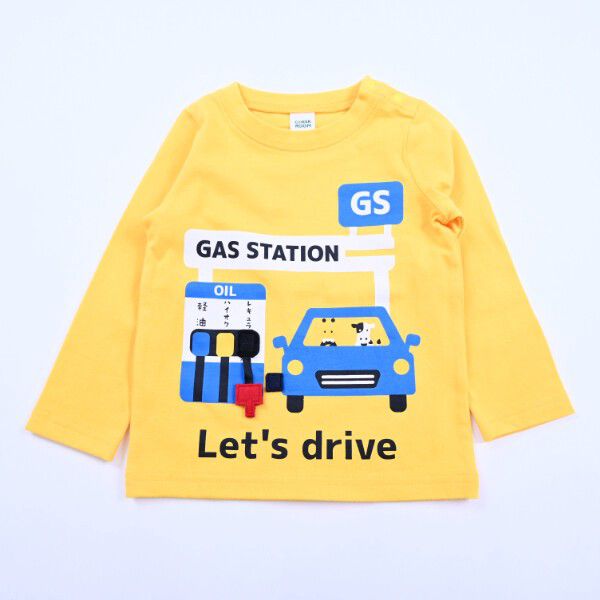 日本 Baby Room - 立體翻翻樂長袖上衣-加油站-黃