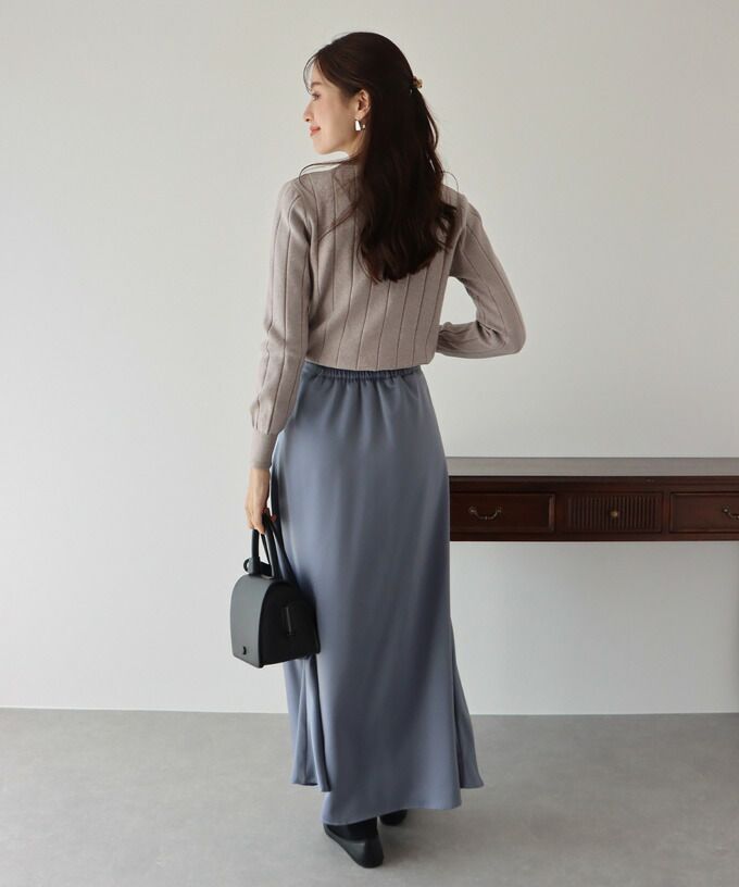 日本 BLUE EAST - 坑條圓領針織上衣-紫