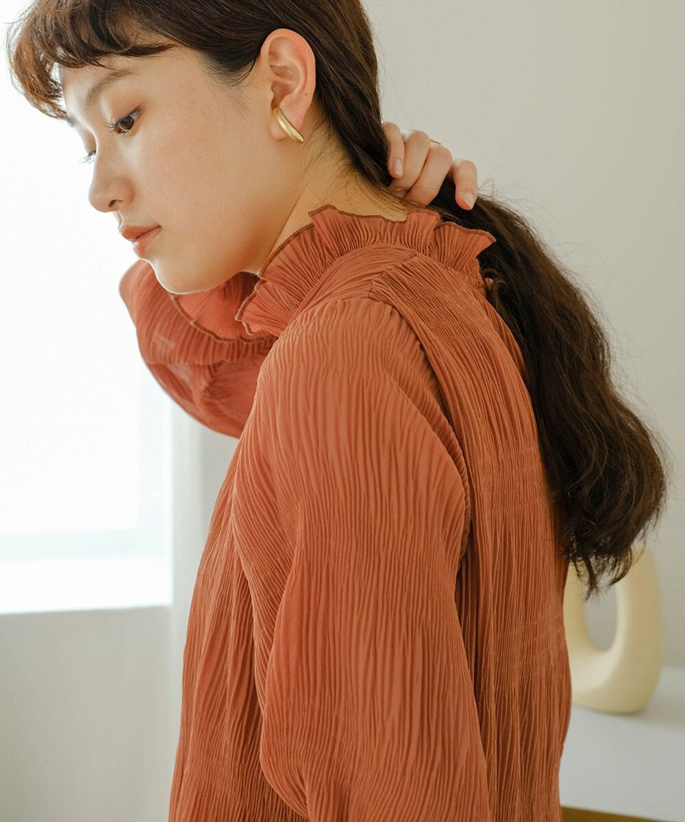 日本 Bab - 文藝木耳領層次雪紡洋裝-冰河灰