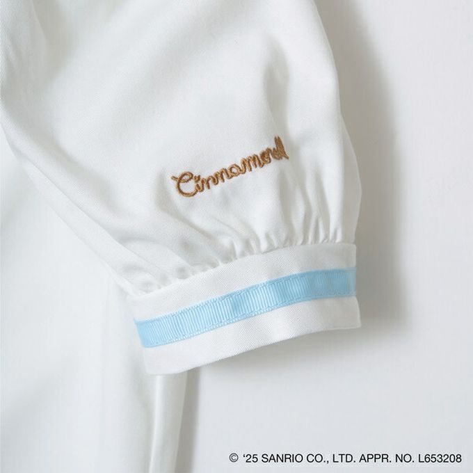 日本 Lycee mine - 俏麗水手條紋短袖洋裝-卡通人物大耳狗-米白