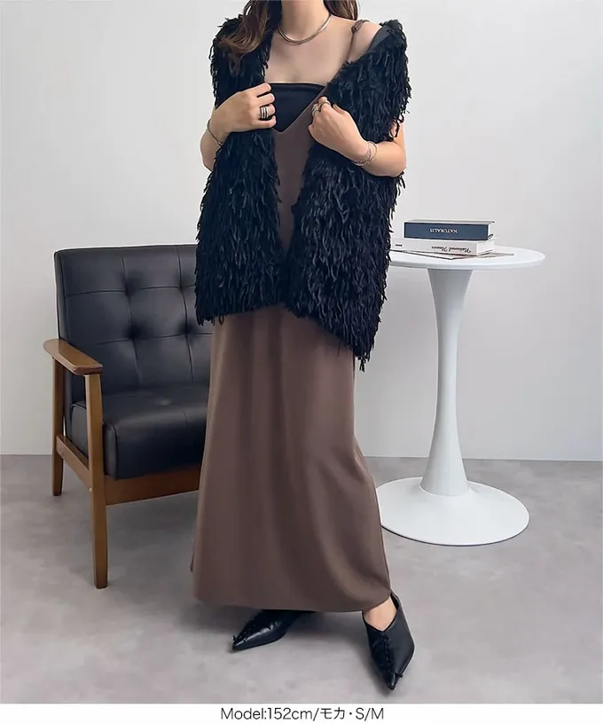 日本 Kobe Lettuce - [店員推薦] 百搭V領日系吊帶裙-(可選綁帶)-海軍藍