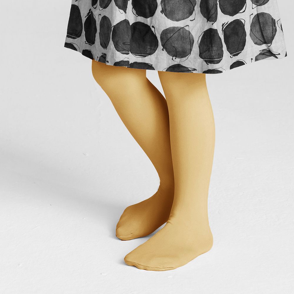 GIAT - 2件組-女童超細纖維彈力包腳褲襪-芥末黃