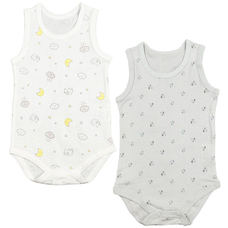 akachan honpo - 無袖速乾套頭式包屁衣2件組-灰色