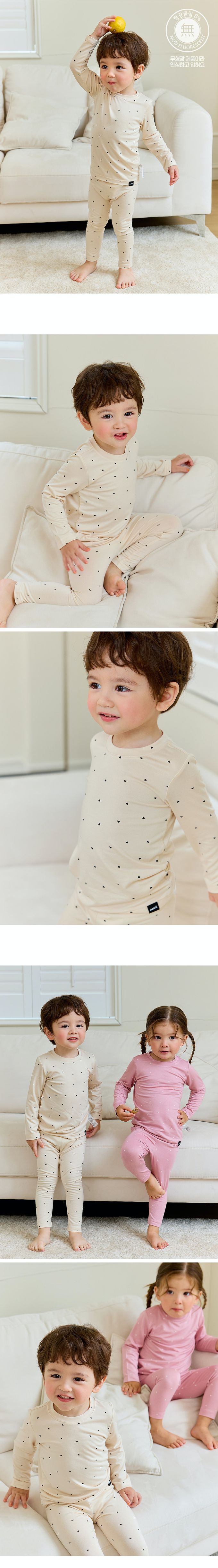 韓國 Cordi-i - 保暖彈性發熱衣套裝-小愛心-灰藍