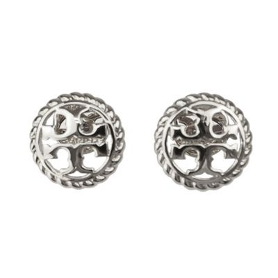 TORY BURCH - 造型LOGO耳環 (銀色)