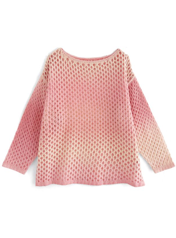 日本 GRL - 渲染漸層長版鉤針毛衣-水藍 (F)