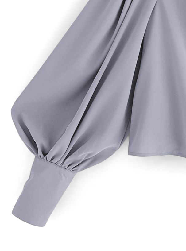 日本 GRL - 優雅女神皺褶感長袖上衣-米杏 (F)