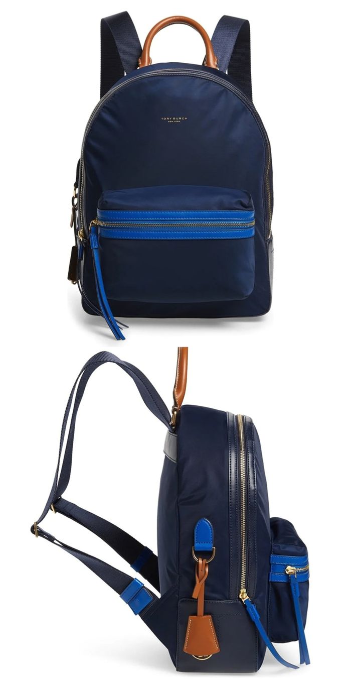 TORY BURCH - 前口袋尼龍後背包 (深藍)