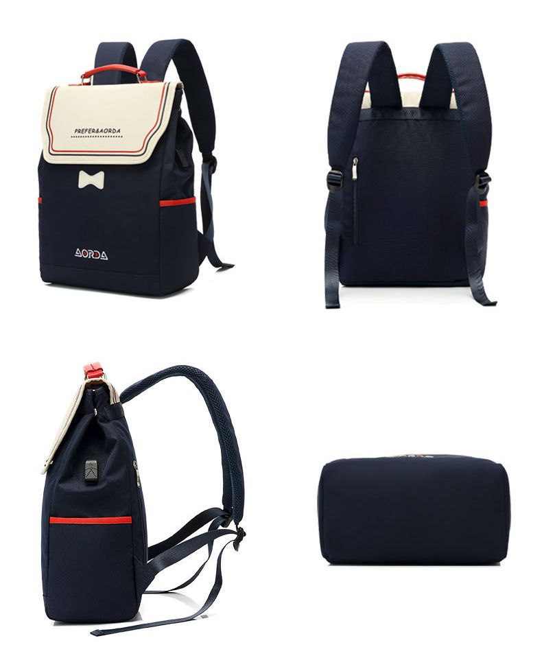 復古風翻蓋書包-粉紅色 (38.5x28x15cm)