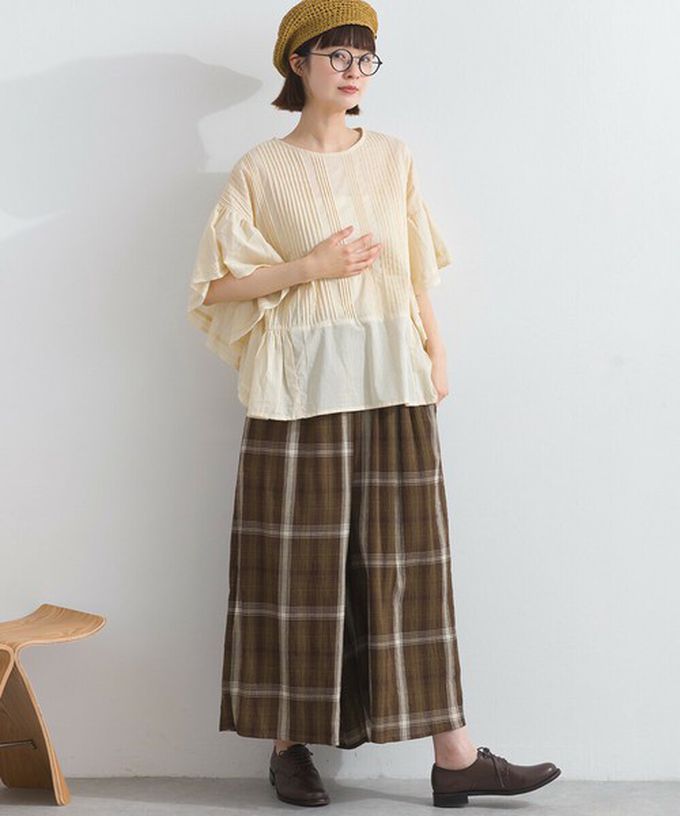 日本 Lupilien - 100%印度棉 細緻緹花大寬袖上衣-芥末黃