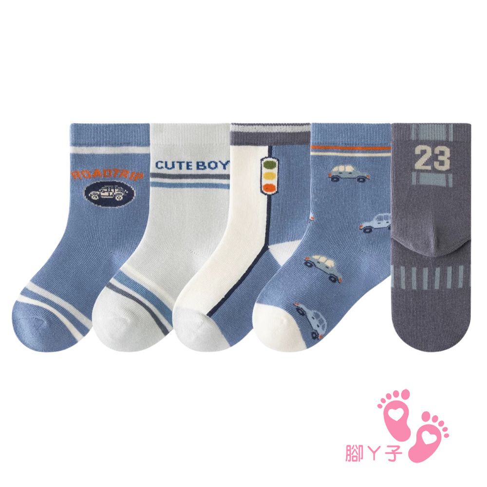 幼/兒童棉質中筒襪 童襪 襪子 棉襪 兒童襪-藍色汽車