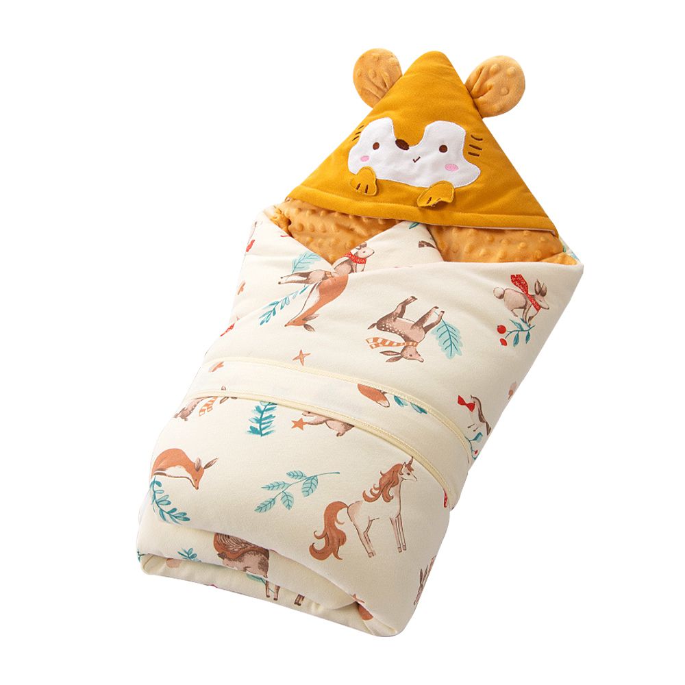 泡泡絨保暖連帽抱被 秋冬蓋被 附固定帶-黃色 (90*90cm)