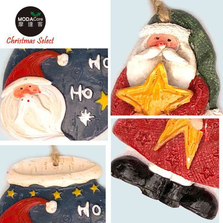 MODACore 摩達客 - 聖誕樹脂藝術創作裝飾吊飾-2入組-1.紅手套抱星老公