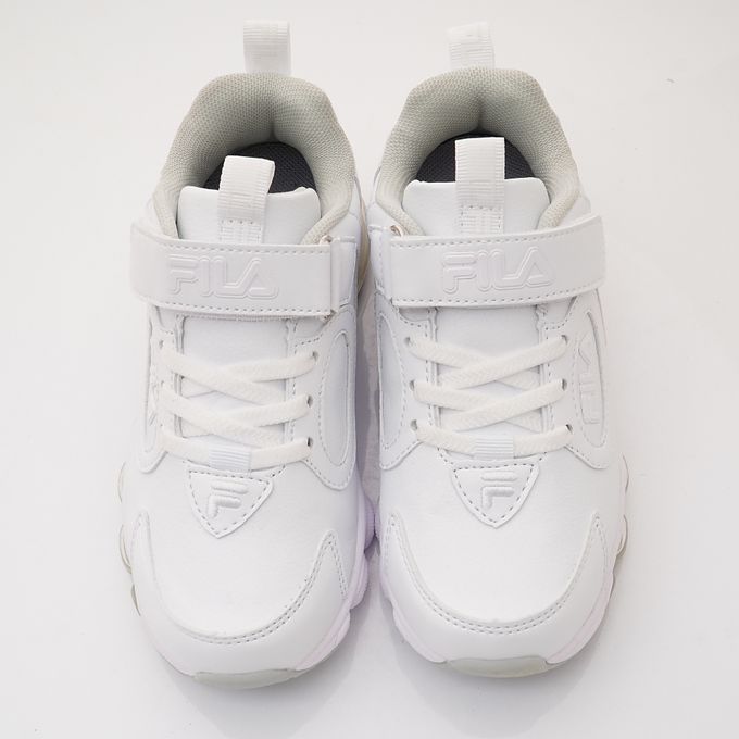 FILA - 純白氣墊慢跑運動鞋-3-J443X-111白(中大童段)-運動鞋-白