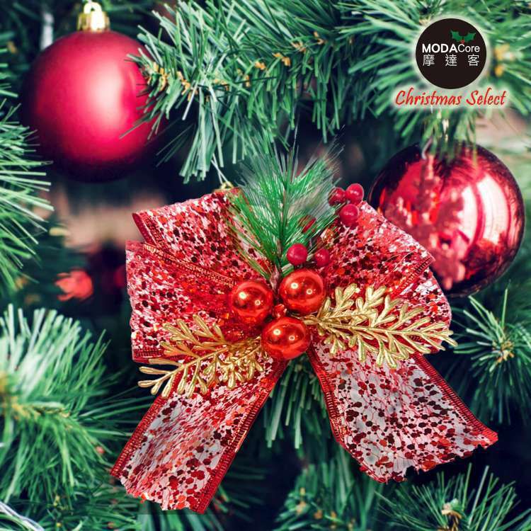 MODACore 摩達客 - 12cm聖誕派對裝飾紅色蝴蝶結四入組-禮物包裝適用