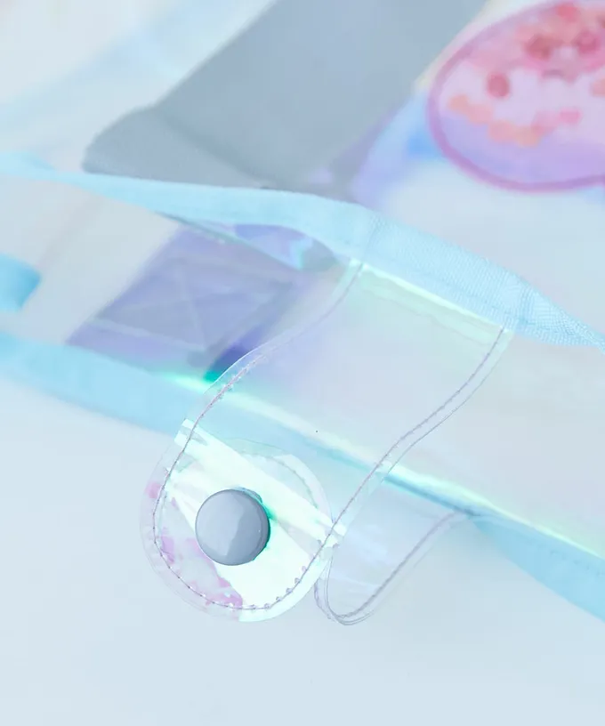 日本 devirock - 獨角獸色系閃亮PVC游泳/玩水包-愛心-粉紅